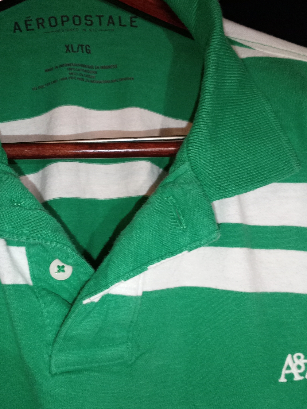 Mallcore Y2K Aeropostale Green and White Striped Polo Shirt